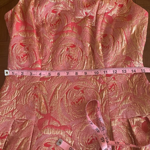 Carmen Marc Valvo Pink Fit and Flare Midi Dress for Weddings - Picture 10 of 11